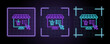 © mariposo - Online shopping marketplace icon illustration, cyber neon visual, glowing border grid vector.