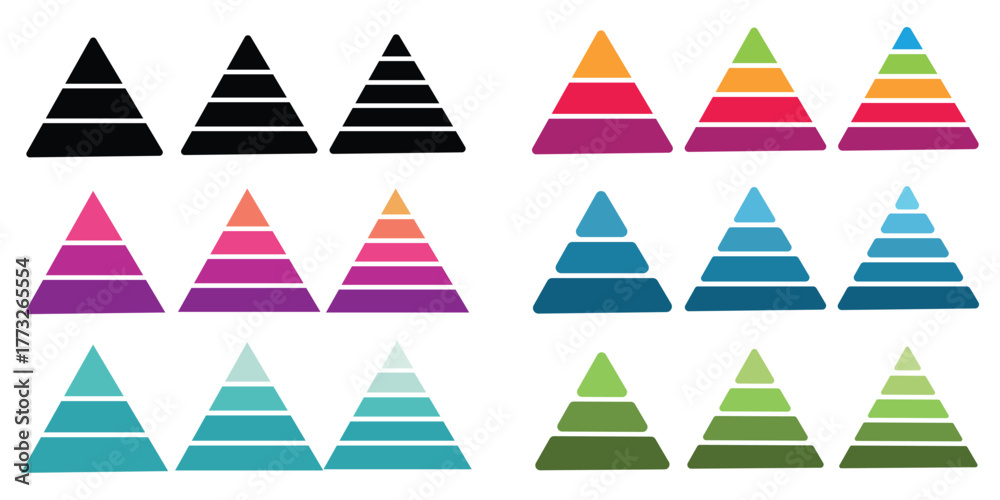 Triangular Tier Levels of triangular pyramid. Half triangle pyramid chart. Maslow layer ...