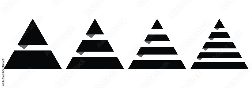 Triangular Tier Levels of triangular pyramid. Color triangle pyramid chart. Maslow ...