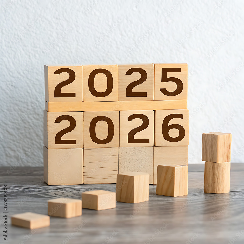 Transitioning from 2025 to 2026 with wooden blocks. Challenge target ...