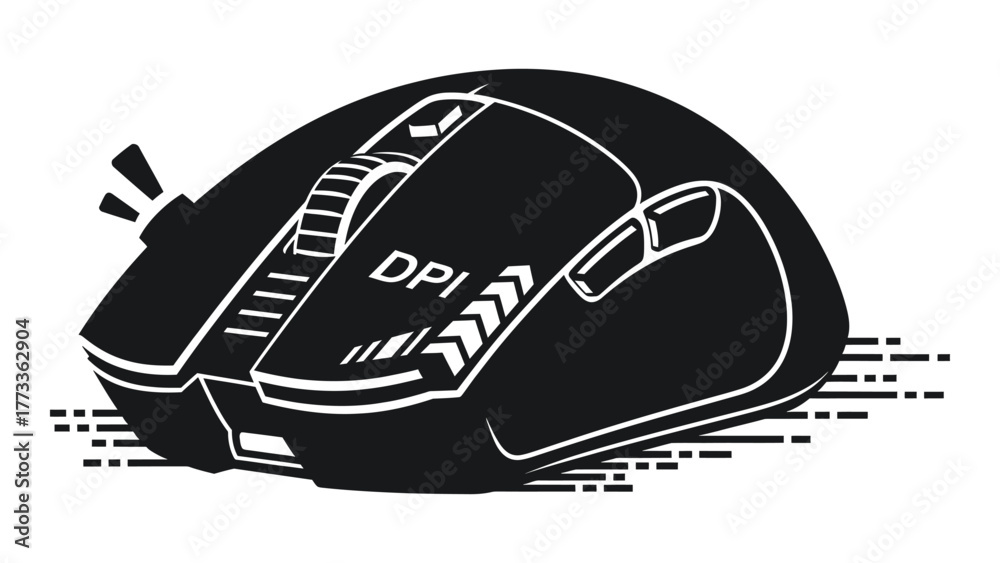 Black computer mouse with dpi button and scroll wheel Stock Vector ...