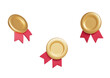 © asri80 - 금 메달 배지와 빨간 리본 목업 Gold Award Medal Badge with Red Ribbon Mock up
