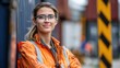 © Mrammon - A woman in an orange safety vest is smiling and posing for a picture
