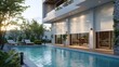 © HPMP Studio - Relaxing Poolside Retreat with Modern Home and Exterior Window Shades