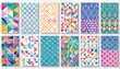 © golden - Twelve colorful geometric pattern designs in a neat, organized array