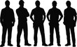 © Frd Art - Construction workers silhouette, industrial team, hard hat professionals, labor force unity, safety gear, teamwork, engineering crew, black background, workforce strength, industry
