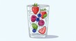 © As - Refreshing Glass of Water with Mixed Berries and Ice Cubes.