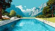 © Abiel - outdoor pool view with rugged mountain backdrop