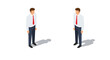 © Ophelia - Isometric businessmen facing each other with shadows on white background