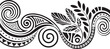 © stockingtimee - Dynamic Polynesian Tattoo Tribal Pattern with Spirals and Foliage Illustration for Art
