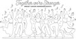 © TrendyImages - Coloring Page Women Dancing for Breast Cancer Awareness Month, Together We're Stronger Graphic