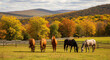 © Anuyj - Autumn horses graze in mountain pasture
