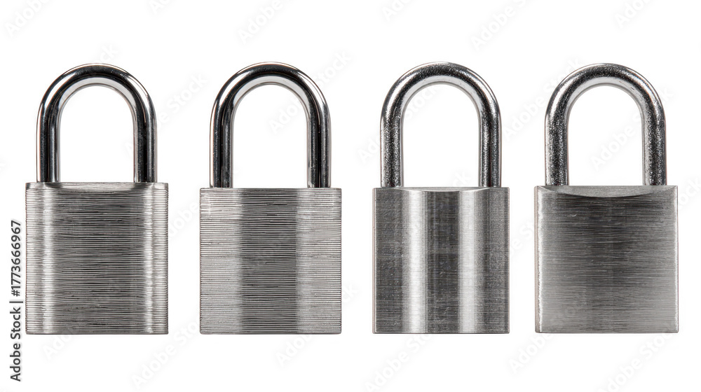 Four distinct padlocks display varied sizes and colors picture shows ...