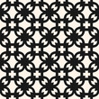 © Olgastocker - Abstract vector geometric ornament. Simple black and white seamless pattern with mosaic floral elements, crosses, leaves, grid, lattice. Elegant repeat background texture with gothic mediaeval motifs