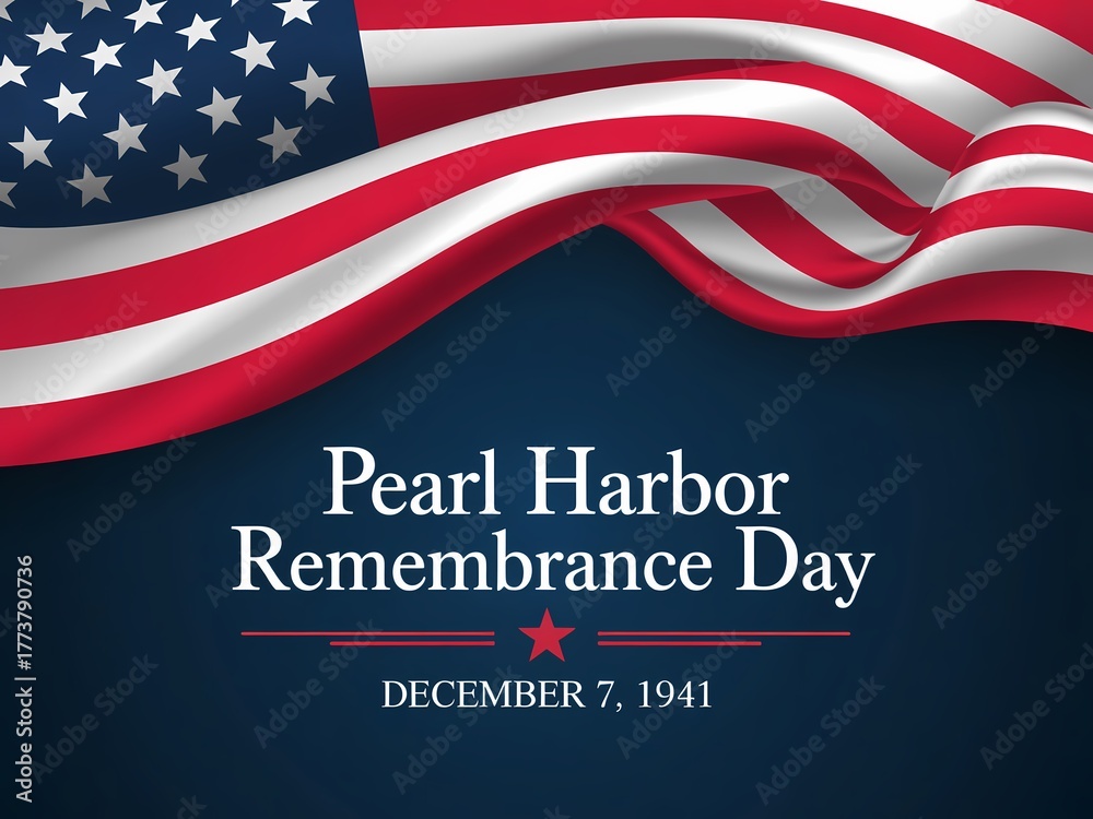 Honoring pearl harbor remembrance day with the american flag and ...