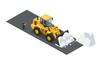 © Santiago - Isometric construction scene with excavator on road