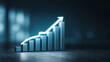 © rafaelnlins - Gráfico com barras brancas e seta dourada ascendente destaca crescimento de mercado, alta de desempenho, metas alcançadas e resultados positivos, simbolizando evolução econômica