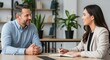 © Wattana - A man and a woman in an office setting, engaged in a conversation.