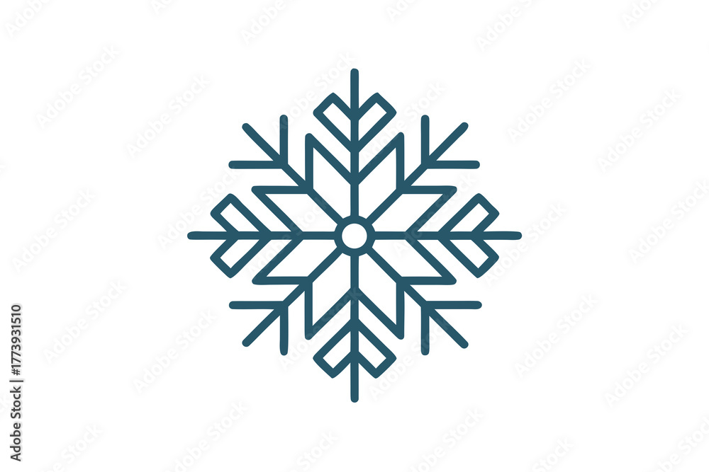 Continuous line snowflake single stroke elegant geometric winter design icon