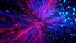 © Sergey - digital explosion of neon lights and glowing particles, vibrant magenta and cyan hues blending into futuristic abstract energy burst