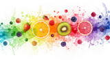 background of fresh fruits with water splashes