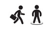 © Png Art - Stick figure leaving a circle carrying a briefcase simple flat vector icon for business concepts isolated on white background