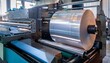 © Kathleen - roll of plastic film is being made in a factory the roll is being fed into a machine that is cutting it into smaller pieces the machine is surrounded by a metal frame
