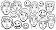 © Radha - Cartoon faces with different expressions including surprise confusion and winking emojis