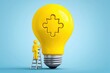 © Prazis Images - Character Climbing Ladder to Complete a Lightbulb Puzzle