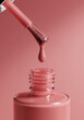 © Gustavo Alves - Pink nail polish drop falling into open bottle — minimalist beauty