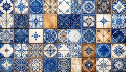 Naklejka na meble Mediterranean style blue and white patterned tiles evoke a sense of travel and timeless design for your next creative project, stunning detail and texture
