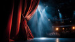 © Kateryna - Opening theater curtain revealing stage dramatic presentation performance beginning theatrical reveal show start entertainment venue with copy space