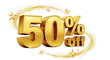 © 35mm STUDIO - Golden fifty percent off with star trails on a black background for promotional advertising design on transparent background