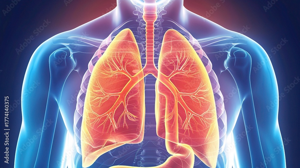 Стокова ілюстрація Bronchial asthma, a common chronic respiratory ...