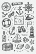 © fsyah_design - Sea Voyage Tools Sketch Set – Hand Drawn Nautical Adventure Vector Illustration in Black and White