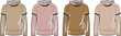 © Sumaiya - Fashion sketch of four different colored hooded sweaters on a white background