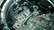 © Agus Sriyanto - Stack of US dollar bills spinning inside a washing machine with bright light