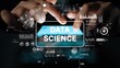 © InfiniteFlow - Hands Interacting with Data Science Concept on Digital Screen Surrounded by Various Graphs and Charts. Asymptotic smart data analytic.