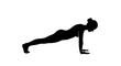 © Shoaib - Silhouette of a woman doing a plank exercise, this image represents fitness, strength, and healthy lifestyle