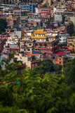 Scenic View of Kathmandu Valley with Colorful Buildings and Green Hills