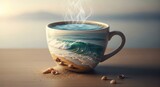 Coffee Cup with Ocean Wave Inside