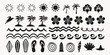 © MituRani - Collection of black and white tropical vacation icons and symbols for summer design