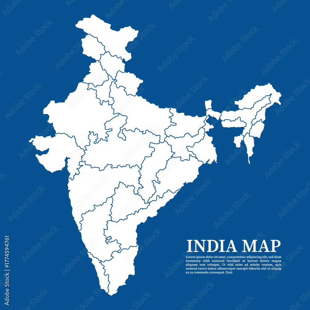 Indian Map Vector map of Indian states, India vector illustration ...