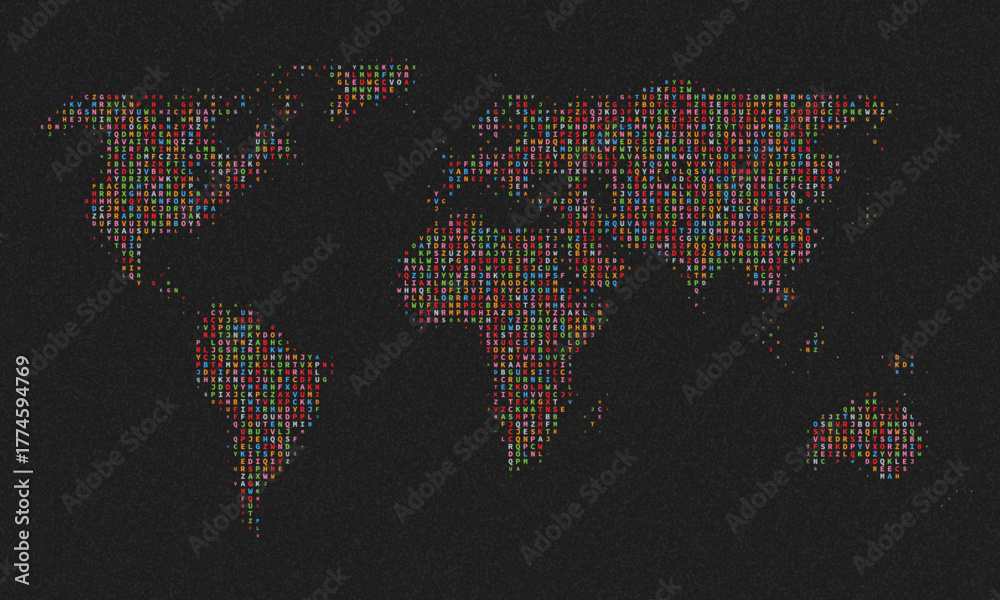 Vector de Stock World map halftone black and white. Vector halftone ...