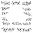 © Flower Collection - Black and White Floral Frame with Hand Drawn Flowers and Leaves for Invitations or Decorative Design
