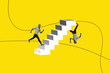 © deagreez - Composite poster banner 3d collage photo of happy businessman run career ladder aim achievement progress statistics chance