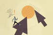 © deagreez - Collage of a person woman man toward digital arrows rising graphics representing progress success and business ambition