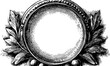 © Artem - Ornate engraved circular frame with symmetrical leaf design for vintage decoration and labeling