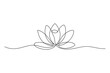 © MdOmar - Simple modern continuous one line drawing of lotus flower and leaf in minimalist aesthetic style for spa, yoga and floral logo design