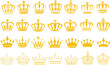 © Graphic asset - Crown set icons, collection different crown sign, silhouette crown symbolGolden crowns for royalty and decoration design, Elegant gold crown illustrations for luxury themes.